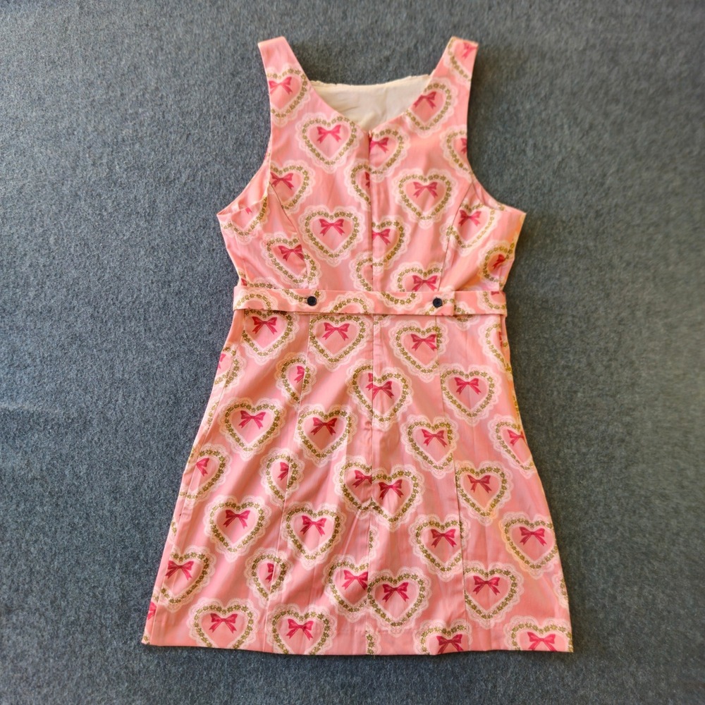 Kimchi Blue UO Dress Pink Heart Bow Lace Bib Mini EUC Coquette Girl Girlhoodcore - Picture 2 of 10
